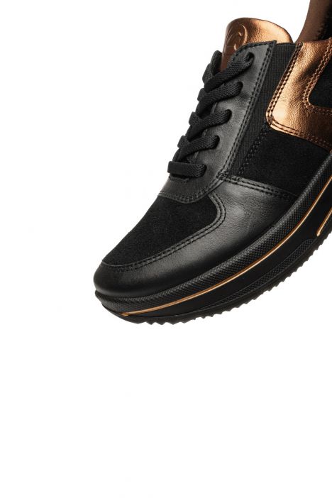 27557 Ara Shoes Sapporo Kadın Easy 2 Go Sneaker 3.5-7.5 01 CLUBCALF,SOFT-S,KALBVELOUR,CRU , SCHWARZ