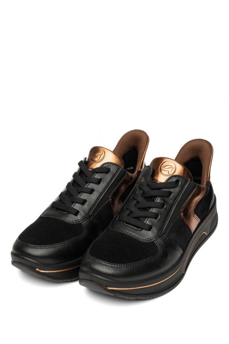 27557 Ara Shoes Sapporo Kadın Easy 2 Go Sneaker 3.5-7.5 01 CLUBCALF,SOFT-S,KALBVELOUR,CRU , SCHWARZ