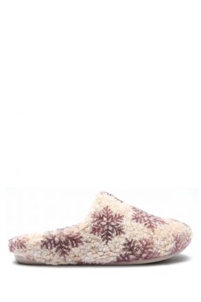 286863 Kifidis Home Kadın Peluş Ev Terliği 36-41 Bej-Mor/Malva 1