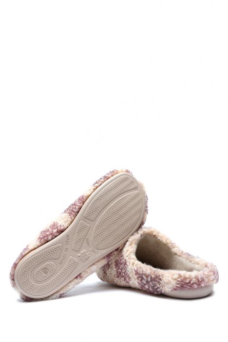 286863 Kifidis Home Kadın Peluş Ev Terliği 36-41 Bej-Mor/Malva 1