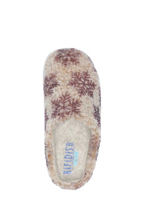 286863 Kifidis Home Kadın Peluş Ev Terliği 36-41 Bej-Mor/Malva 1