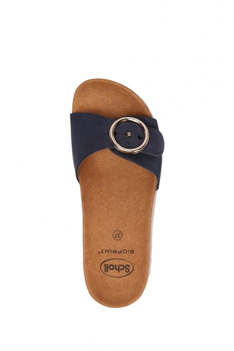 29318 Scholl Malibu Mule Kadın Tokalı Mantar Terlik 36-40 Lacivert / Navy Blue