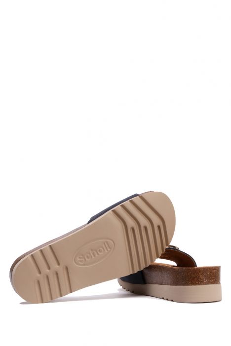 29318 Scholl Malibu Mule Kadın Tokalı Mantar Terlik 36-40 Lacivert / Navy Blue