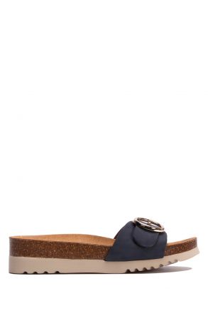 29318 Scholl Malibu Mule Kadın Tokalı Mantar Terlik 36-40 Lacivert / Navy Blue
