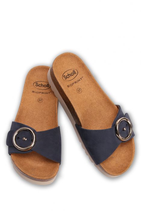 29318 Scholl Malibu Mule Kadın Tokalı Mantar Terlik 36-40 Lacivert / Navy Blue