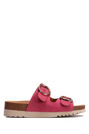 29319 Scholl Malibu 2 Staps Kadın Çift Bantlı Tokalı Mantar Terlik 36-40 Fuşya / Fuxia