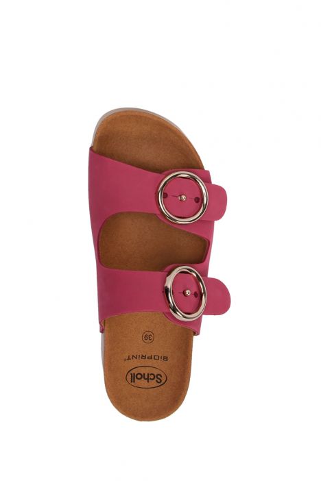 29319 Scholl Malibu 2 Staps Kadın Çift Bantlı Tokalı Mantar Terlik 36-40 Fuşya / Fuxia