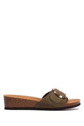 29870 Scholl Amalfi Mule Kadın Tokalı Mantar Terlik 36-40 Haki/Olive