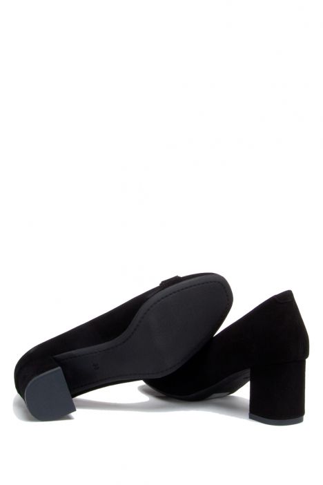 301 Kifidis Kadın Tokalı Süet Topuklu Ayakkabı 36-41 Siyah Süet / Black Suede