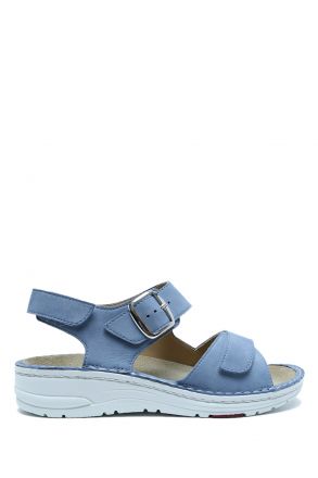 3122 Berkemann Tilla Kadın Anatomik Sandalet 3.0-7.5 Azurblau - Nubuk - 394