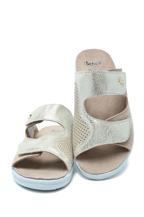 31256 Scholl Antonia Elas Kadın Çift Bantlı Anatomik Terlik 36-41 Metalik/Platinum