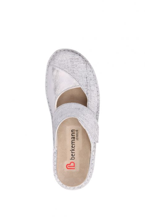 3457 Berkemann Heliane Kadın Anatomik Terlik 3.0-8.5 Washed grey linen-Led/Str.