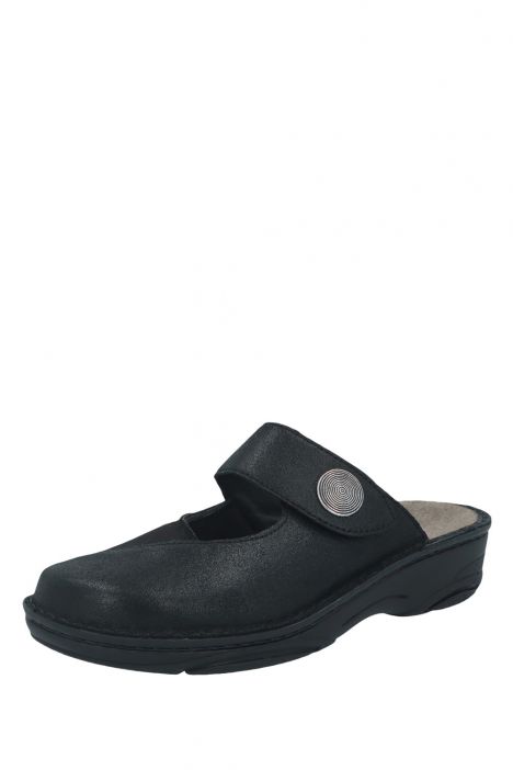 3457 Berkemann Heliane Kadın Anatomik Terlik 3.0-8.5 Schwarz/glitter leder stretch