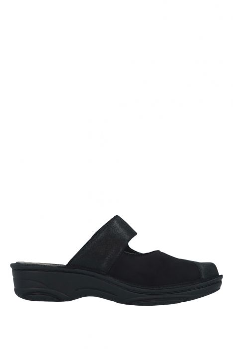 3457 Berkemann Heliane Kadın Anatomik Terlik 3.0-8.5 Schwarz/glitter leder stretch
