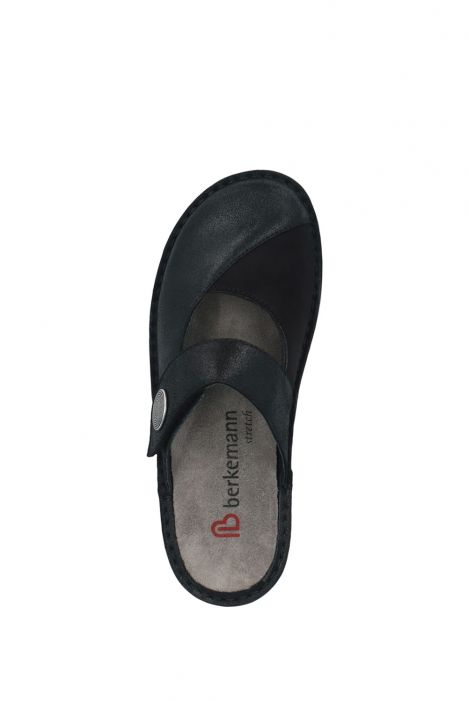 3457 Berkemann Heliane Kadın Anatomik Terlik 3.0-8.5 Schwarz/glitter leder stretch