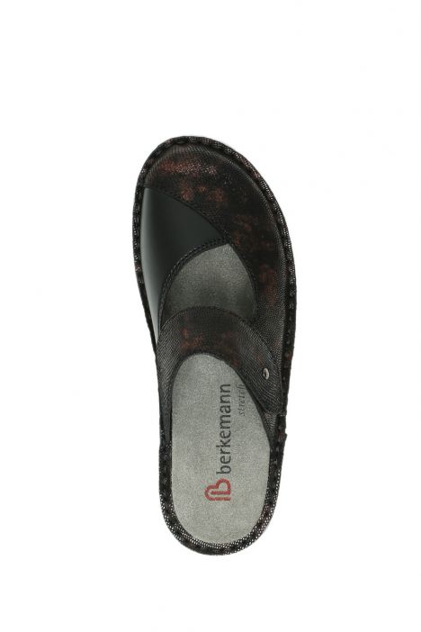 3457 Berkemann Heliane Kadın Anatomik Terlik 3.0-8.5 Mattschwarz - Leder/Stretch - 411