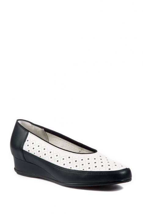 35037 Ara Shoes Kadın Dolgu Topuk Deri Ayakkabı 3-8,5 BLAU,WEISS - 17BW