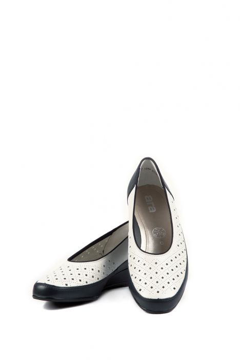 35037 Ara Shoes Kadın Dolgu Topuk Deri Ayakkabı 3-8,5 BLAU,WEISS - 17BW