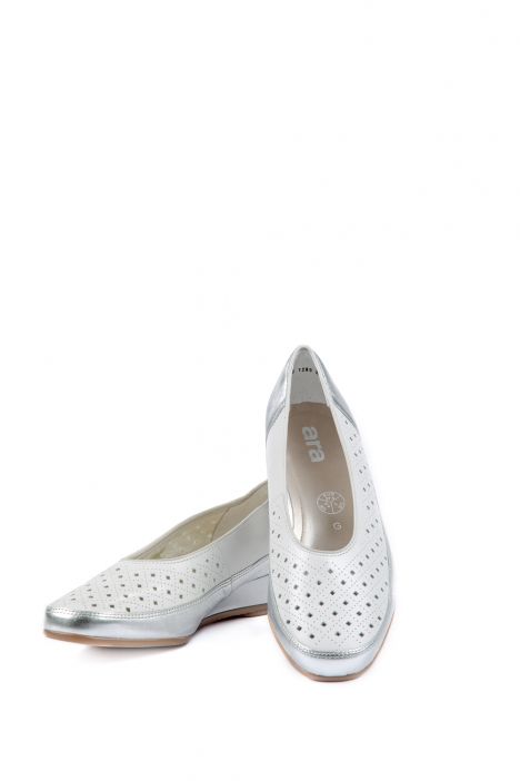 35037 Ara Shoes Kadın Dolgu Topuk Deri Ayakkabı 3-8,5 SILBER,WEISS - 18SW