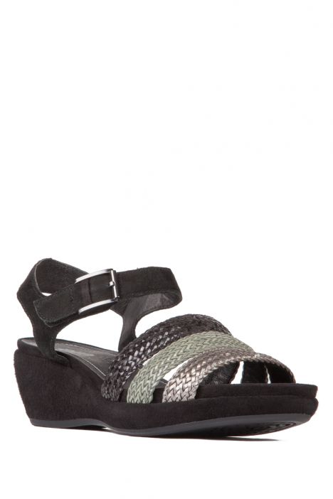35351 Ara Shoes Kadın Dolgu Topuk Sandalet 3 - 8 SCHWARZ GUN,PIOMBO - 05GS