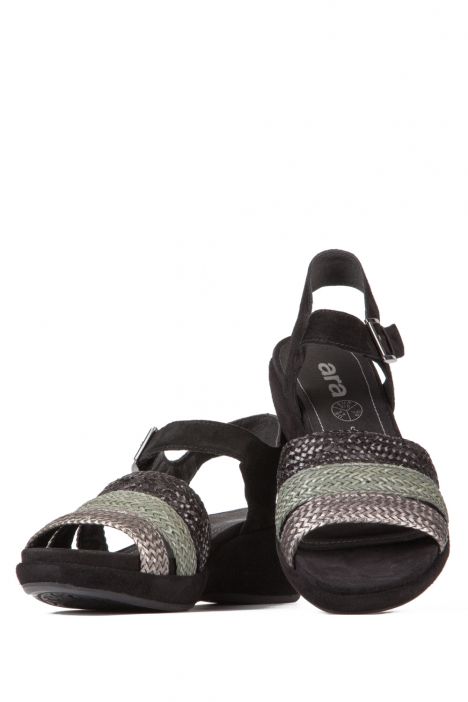 35351 Ara Shoes Kadın Dolgu Topuk Sandalet 3 - 8 SCHWARZ GUN,PIOMBO - 05GS