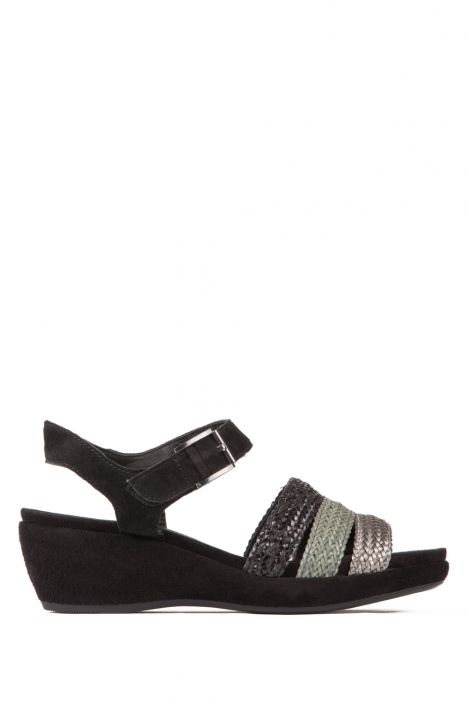 35351 Ara Shoes Kadın Dolgu Topuk Sandalet 3 - 8 SCHWARZ GUN,PIOMBO - 05GS