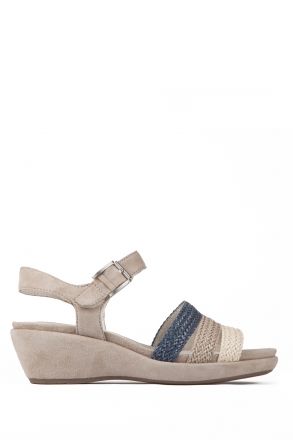35351 Ara Shoes Kadın Dolgu Topuk Sandalet 3 - 8 OFFWHITE/KIESEL,INKABLAU - 07OK
