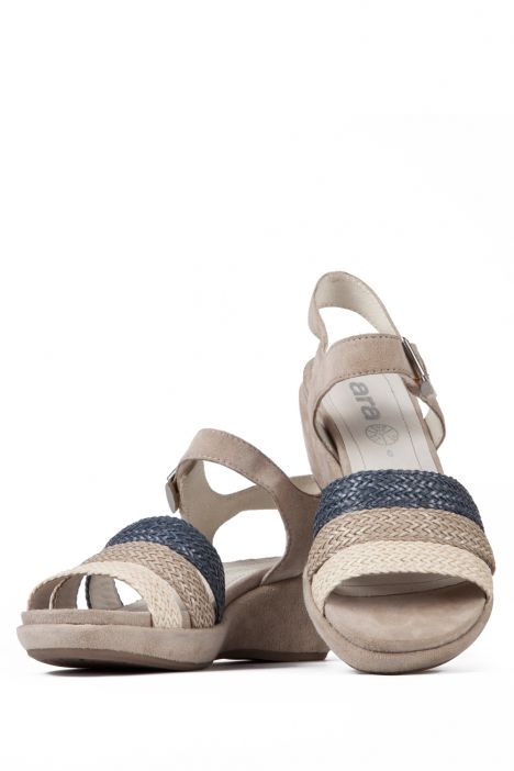 35351 Ara Shoes Kadın Dolgu Topuk Sandalet 3 - 8 OFFWHITE/KIESEL,INKABLAU - 07OK