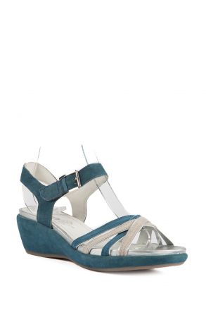 35355 Ara Shoes Kadın Nubuk Sandalet 3 - 8 SILBER,KIESEL/INKABLAU - 08SK