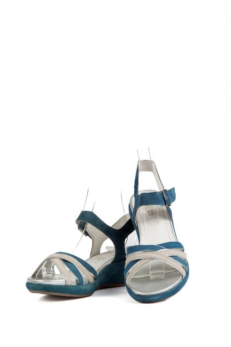35355 Ara Shoes Kadın Nubuk Sandalet 3 - 8 SILBER,KIESEL/INKABLAU - 08SK