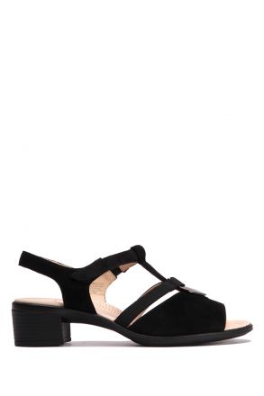 35730 Ara Shoes Kadın Topuklu Süet Sandalet 3.5-7.0 SİYAH/SAMTCHE/BLACK - 01SB