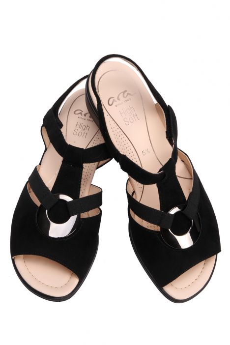 35730 Ara Shoes Kadın Topuklu Süet Sandalet 3.5-7.0 SİYAH/SAMTCHE/BLACK - 01SB