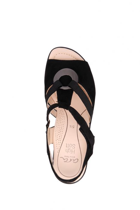35730 Ara Shoes Kadın Topuklu Süet Sandalet 3.5-7.0 SİYAH/SAMTCHE/BLACK - 01SB