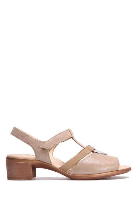 35730 Ara Shoes Kadın Topuklu Süet Sandalet 3.5-7.0 LIN-MET,SAND - 05LS