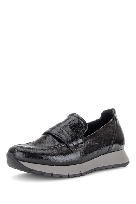 400601 Gabor Kadın Deri Anatomik Loafer 4.0-7.5 002 Rugan Siyah/Rock Lack black