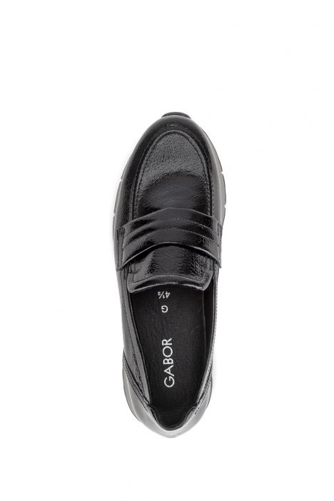 400601 Gabor Kadın Deri Anatomik Loafer 4.0-7.5 002 Rugan Siyah/Rock Lack black