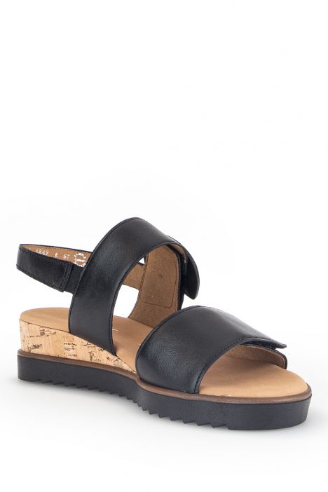 42752 Gabor Kadın Dolgu Topuklu Deri Sandalet 3.5-7.5 57 Siyah/Nappa (LDS) schwarz(Kork/schw)