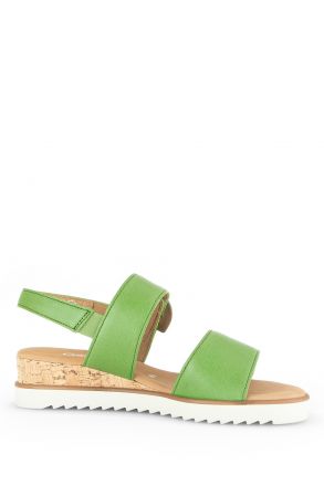 42752 Gabor Kadın Dolgu Topuklu Deri Sandalet 3.5-7.5 24 Yeşil/Nappa Nava (LDS) green (Kork/creme)