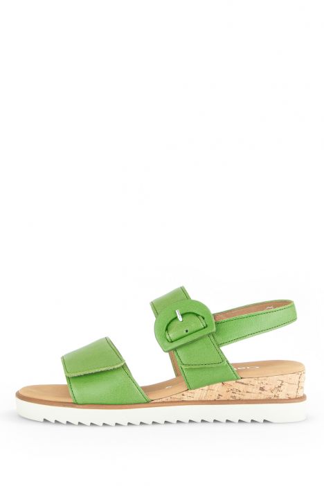 42752 Gabor Kadın Dolgu Topuklu Deri Sandalet 3.5-7.5 24 Yeşil/Nappa Nava (LDS) green (Kork/creme)