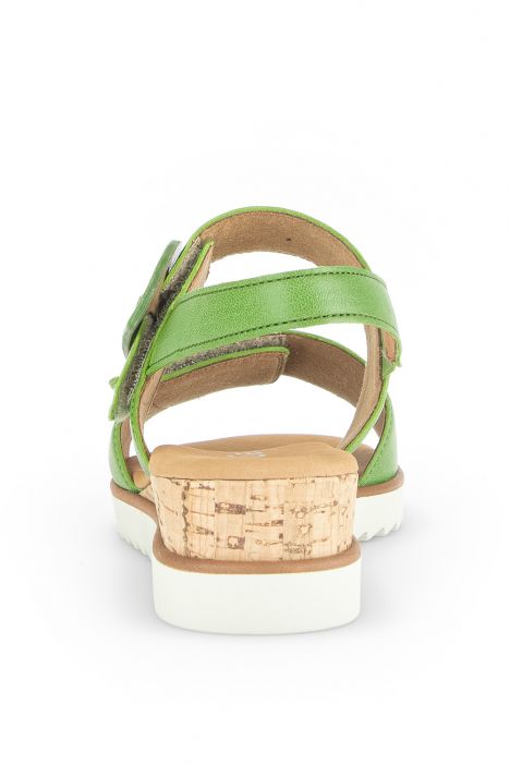 42752 Gabor Kadın Dolgu Topuklu Deri Sandalet 3.5-7.5 24 Yeşil/Nappa Nava (LDS) green (Kork/creme)