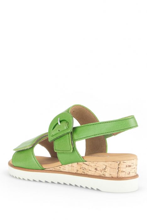 42752 Gabor Kadın Dolgu Topuklu Deri Sandalet 3.5-7.5 24 Yeşil/Nappa Nava (LDS) green (Kork/creme)