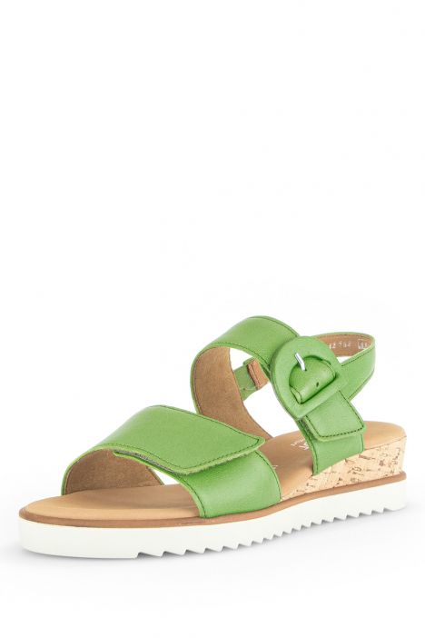42752 Gabor Kadın Dolgu Topuklu Deri Sandalet 3.5-7.5 24 Yeşil/Nappa Nava (LDS) green (Kork/creme)
