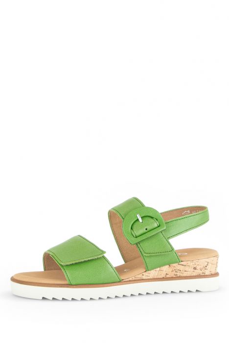 42752 Gabor Kadın Dolgu Topuklu Deri Sandalet 3.5-7.5 24 Yeşil/Nappa Nava (LDS) green (Kork/creme)