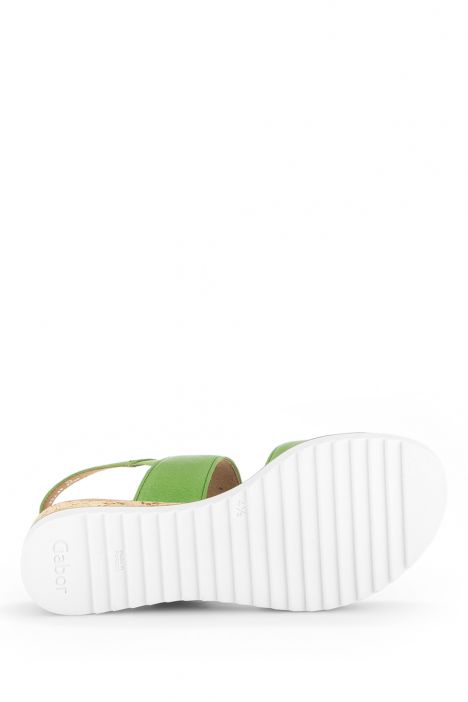 42752 Gabor Kadın Dolgu Topuklu Deri Sandalet 3.5-7.5 24 Yeşil/Nappa Nava (LDS) green (Kork/creme)