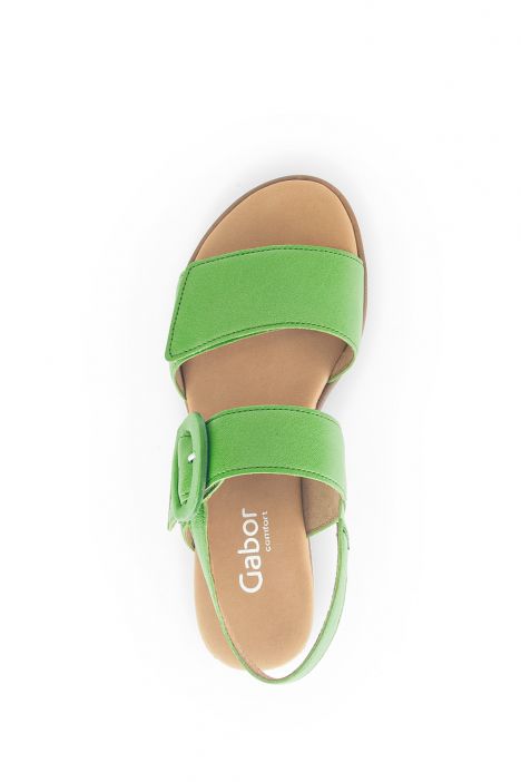 42752 Gabor Kadın Dolgu Topuklu Deri Sandalet 3.5-7.5 24 Yeşil/Nappa Nava (LDS) green (Kork/creme)