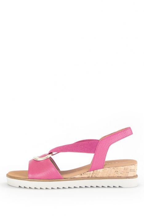 42753 Gabor Kadın Dolgu Topuklu Deri Sandalet 3.5-7.5 51 Pembe/Cervo (LDS) kelly (Kork/gold)