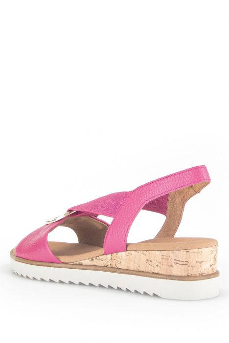 42753 Gabor Kadın Dolgu Topuklu Deri Sandalet 3.5-7.5 51 Pembe/Cervo (LDS) kelly (Kork/gold)