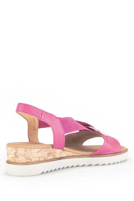 42753 Gabor Kadın Dolgu Topuklu Deri Sandalet 3.5-7.5 51 Pembe/Cervo (LDS) kelly (Kork/gold)