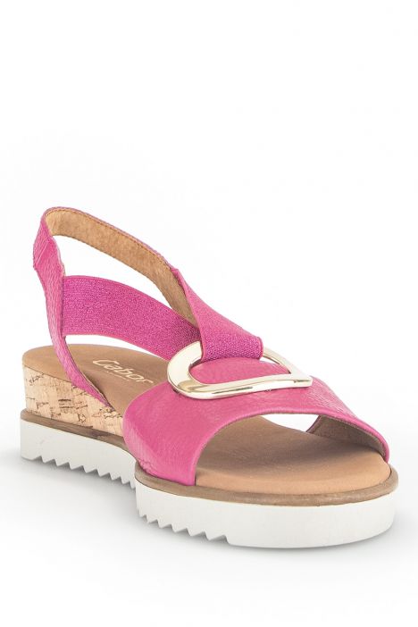42753 Gabor Kadın Dolgu Topuklu Deri Sandalet 3.5-7.5 51 Pembe/Cervo (LDS) kelly (Kork/gold)