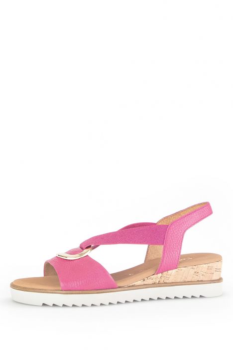 42753 Gabor Kadın Dolgu Topuklu Deri Sandalet 3.5-7.5 51 Pembe/Cervo (LDS) kelly (Kork/gold)